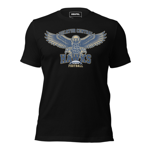 Decatur Central Hawks Football T-Shirt in Black – Indiana Spirit Wear by Hometown Gameday Co.