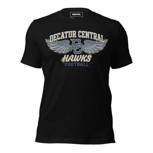 Decatur Central Hawks Football T-Shirt in Black – Indiana Spirit Wear by Hometown Gameday Co.
