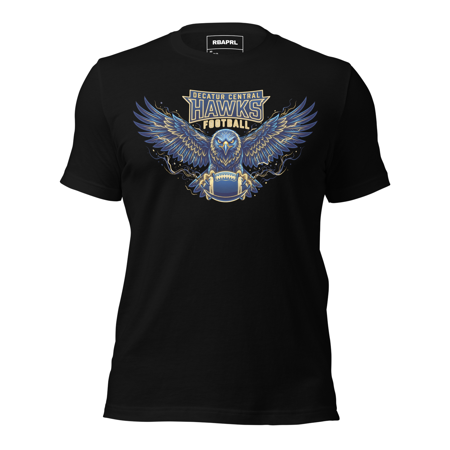 Decatur Central Hawks Football T-Shirt in Black – Indiana Spirit Wear by Hometown Gameday Co.