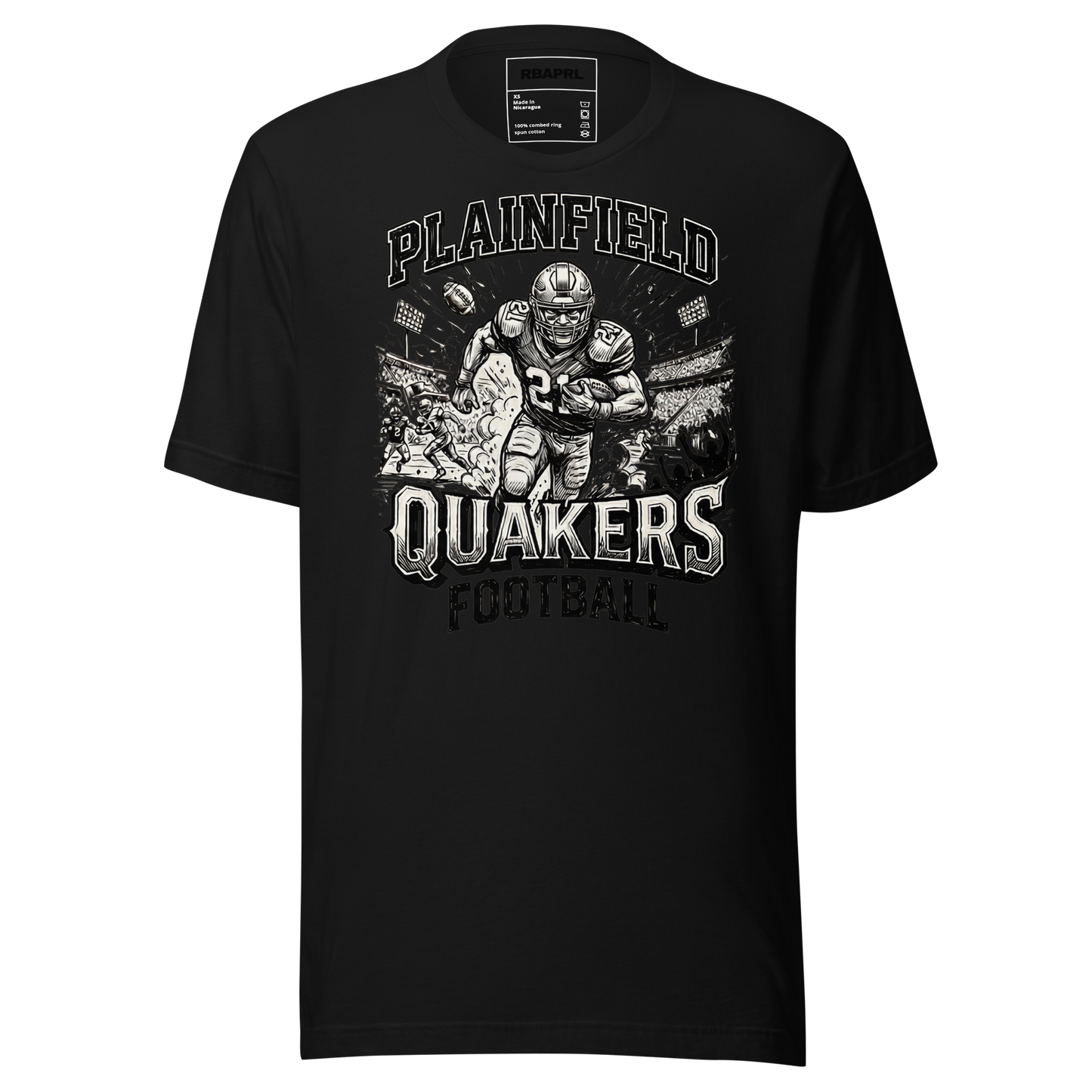 Plainfield Quakers Football T-Shirt in Black – Indiana Spirit Wear by Hometown Gameday Co.