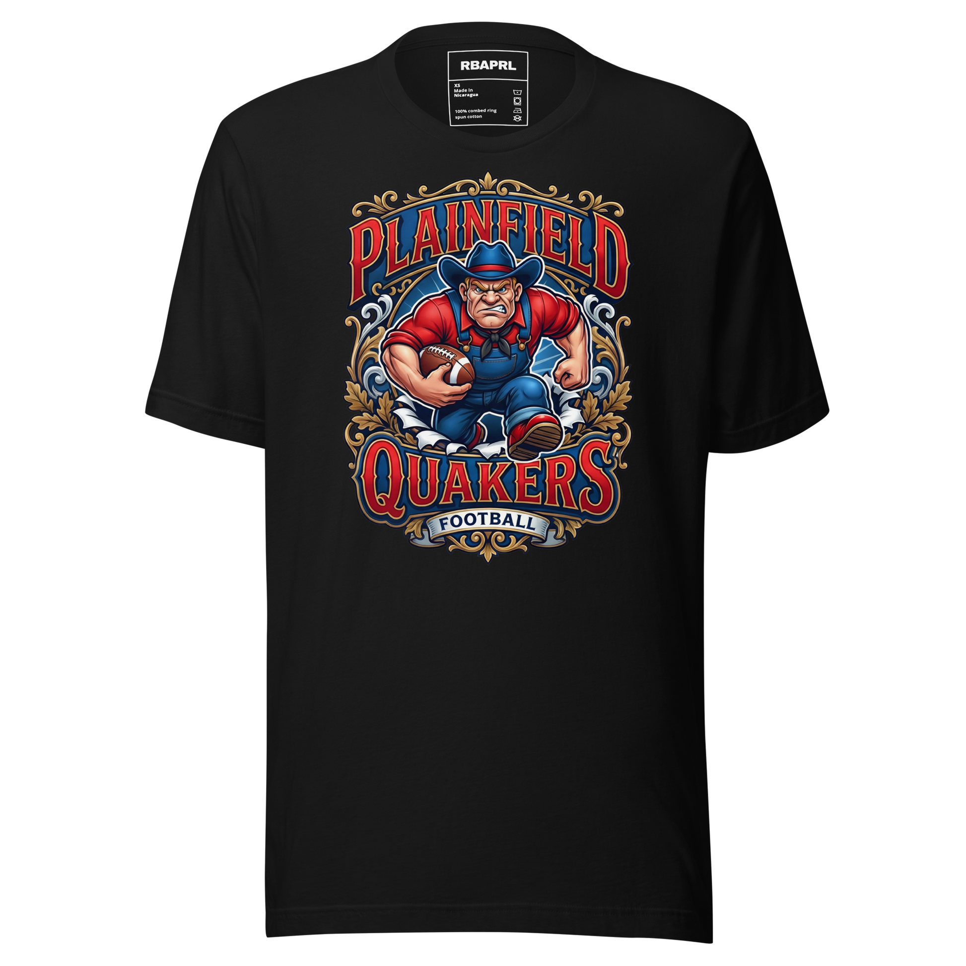 Plainfield Quakers Football T-Shirt in Black – Indiana Spirit Wear by Hometown Gameday Co.