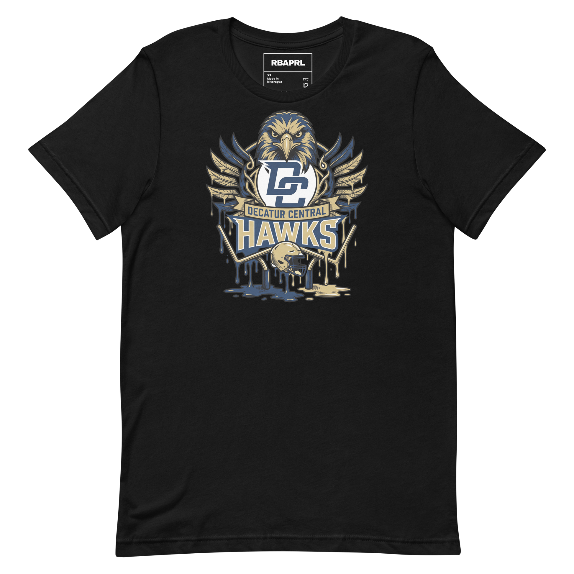 Decatur Central Hawks Football T-Shirt in Black – Indiana Spirit Wear by Hometown Gameday Co.