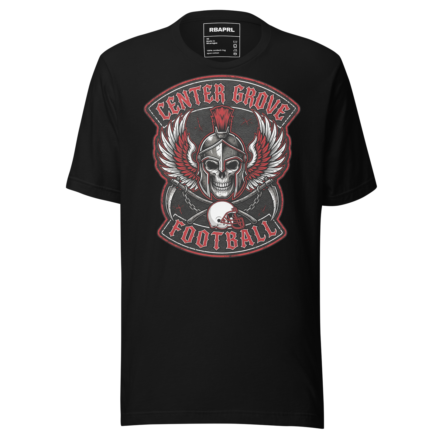 Center Grove Trojans Football T-Shirt in Black – Indiana Spirit Wear by Hometown Gameday Co.