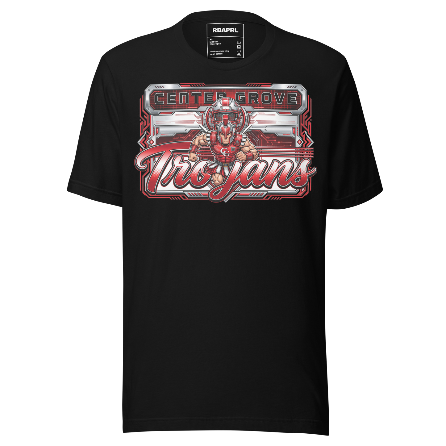 Center Grove Trojans Football T-Shirt in Black – Indiana Spirit Wear by Hometown Gameday Co.