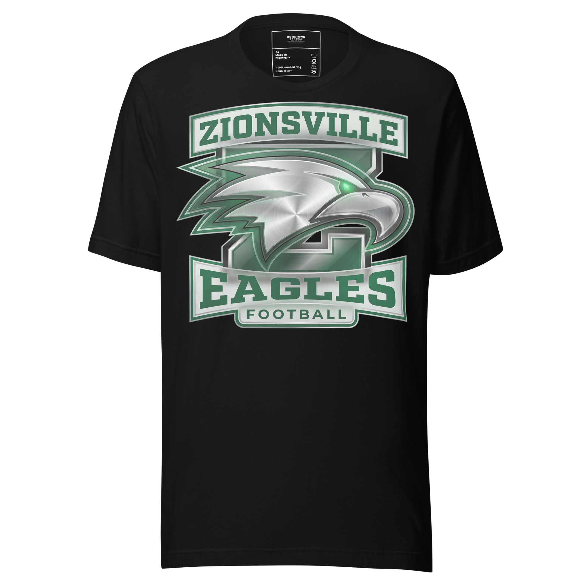 Zionsville Eagles Football T-Shirt in Black – Indiana Spirit Wear by Hometown Gameday Co.