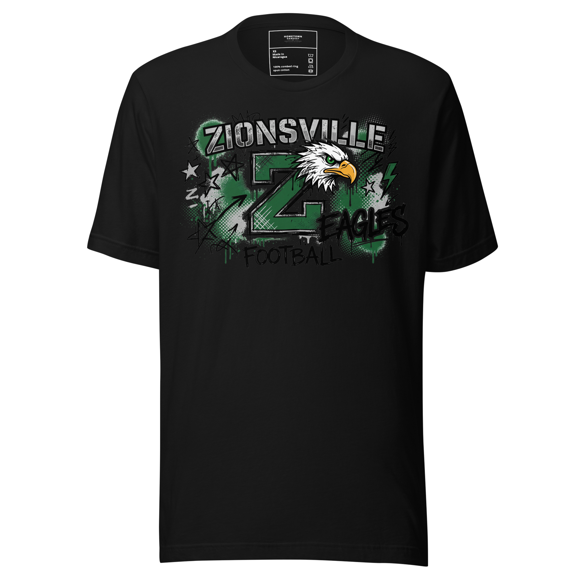 Zionsville Eagles Football T-Shirt in Black – Indiana Spirit Wear by Hometown Gameday Co.