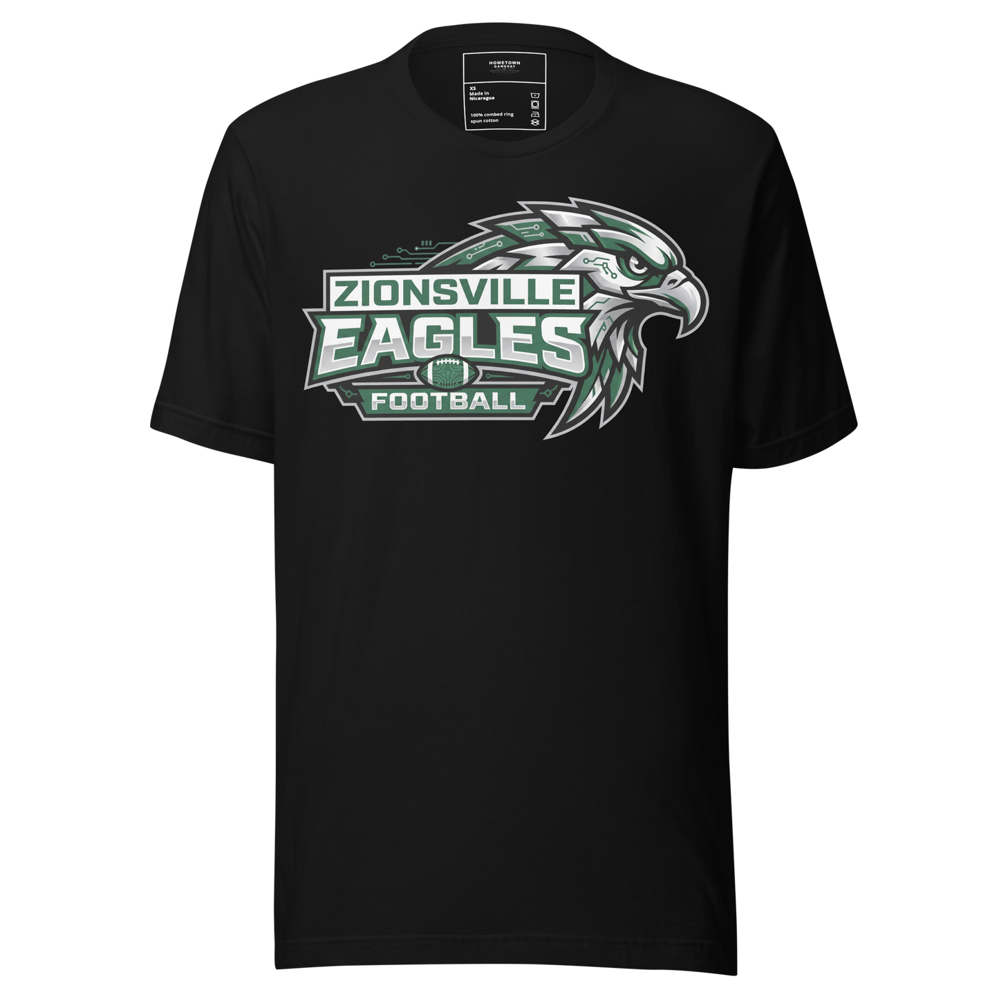 Zionsville Eagles Football T-Shirt in Black – Indiana Spirit Wear by Hometown Gameday Co.