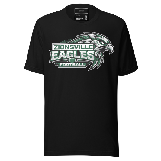 Zionsville Eagles Football T-Shirt in Black – Indiana Spirit Wear by Hometown Gameday Co.