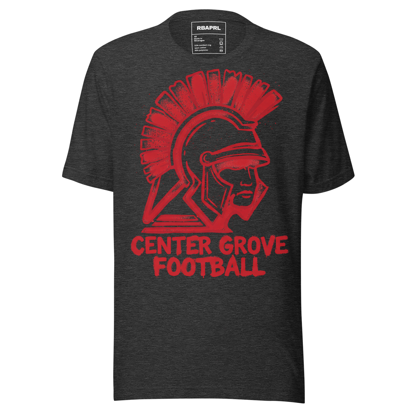 Center Grove Trojans Football T-Shirt in Dark Grey Heather – Indiana Spirit Wear by Hometown Gameday Co.