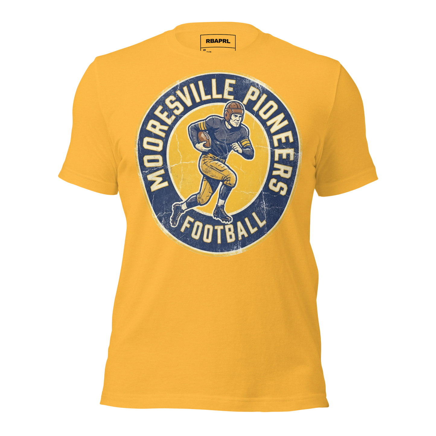 Mooresville Pioneers Football T-Shirt in Heather Yellow Gold – Indiana Spirit Wear by Hometown Gameday Co.