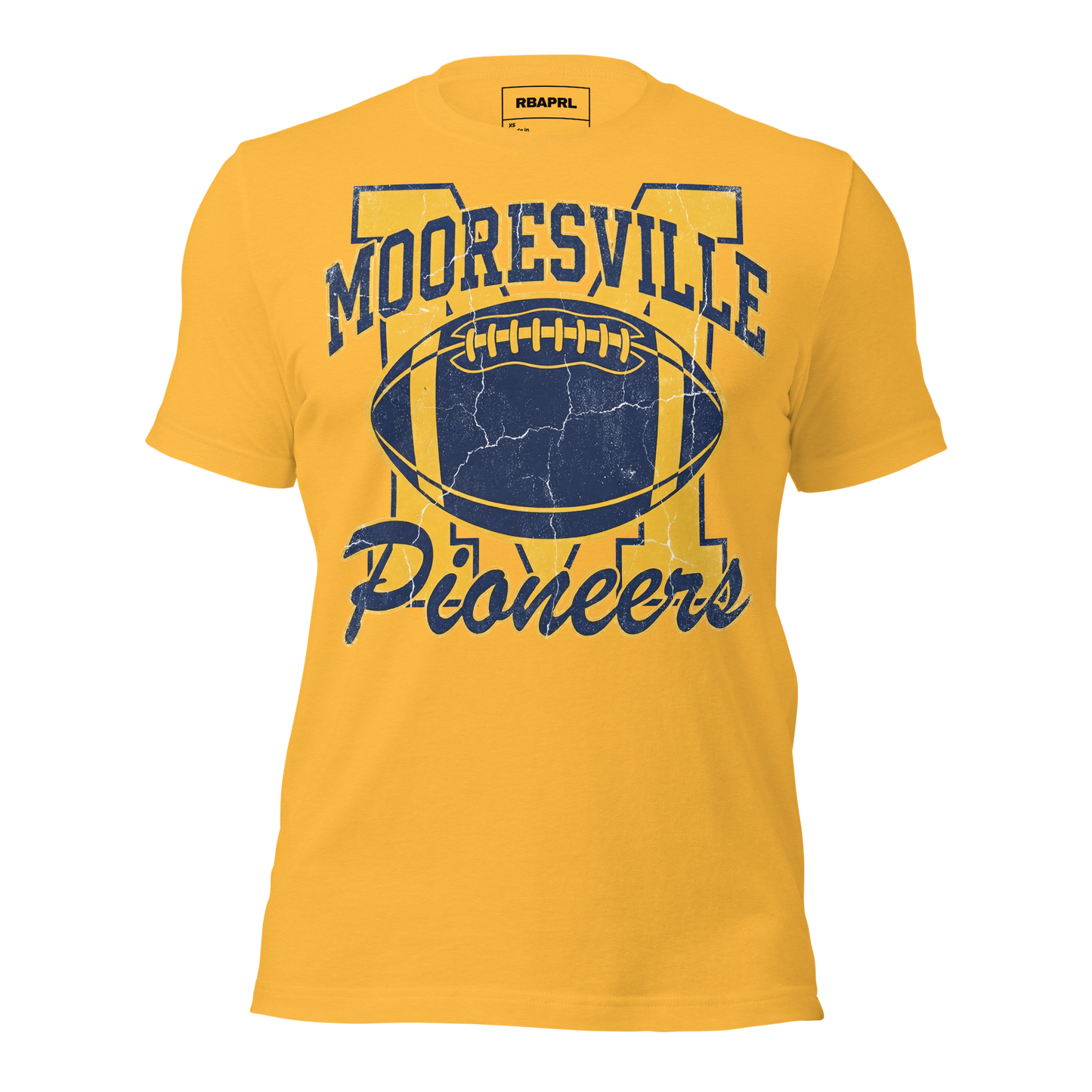 Mooresville Pioneers Football T-Shirt in Heather Yellow Gold – Indiana Spirit Wear by Hometown Gameday Co.
