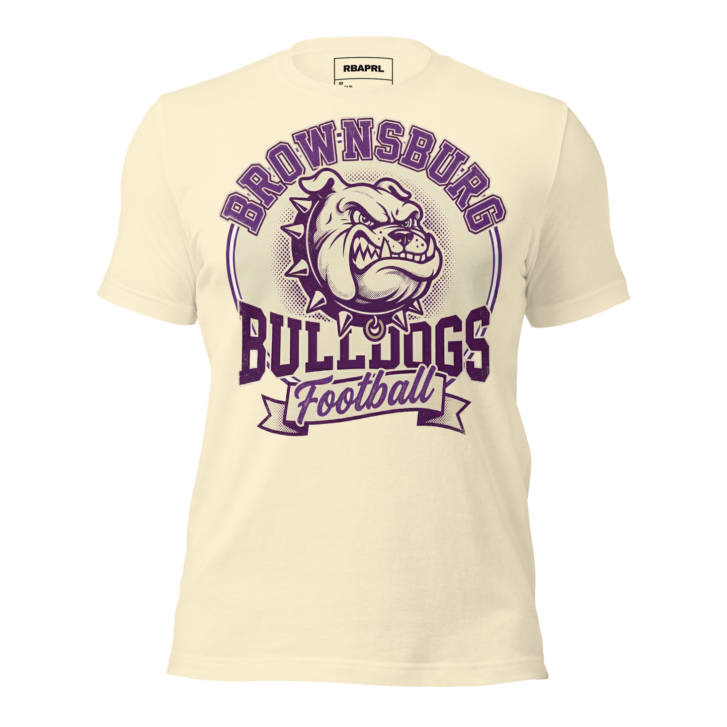 Brownsburg Bulldogs Football T-Shirt in Natural – Indiana Spirit Wear by Hometown Gameday Co.