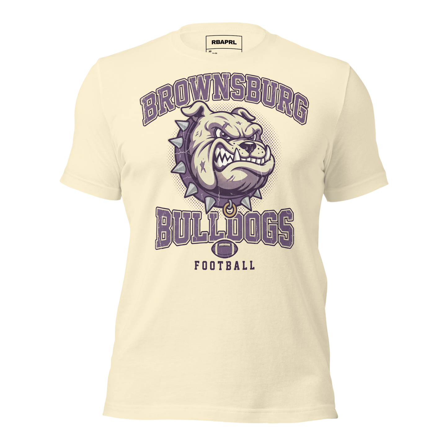 Brownsburg Bulldogs Football T-Shirt in Natural – Indiana Spirit Wear by Hometown Gameday Co.