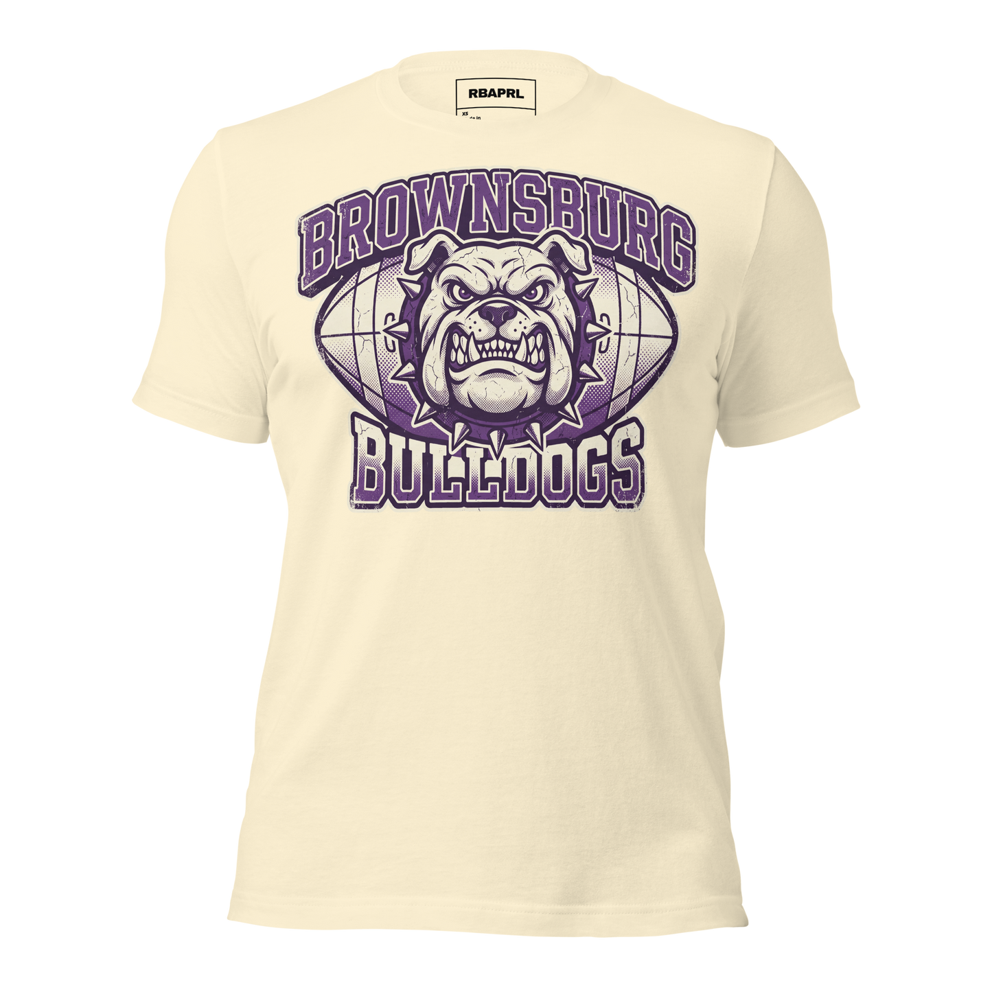 Brownsburg Bulldogs Football T-Shirt in Natural – Indiana Spirit Wear by Hometown Gameday Co.