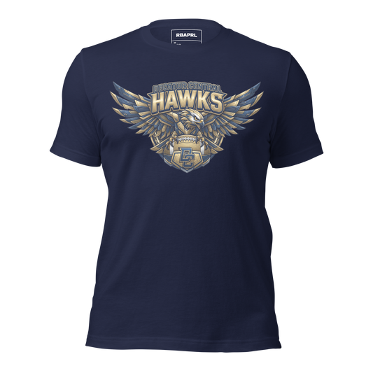 Decatur Central Hawks Football T-Shirt in Navy – Indiana Spirit Wear by Hometown Gameday Co.