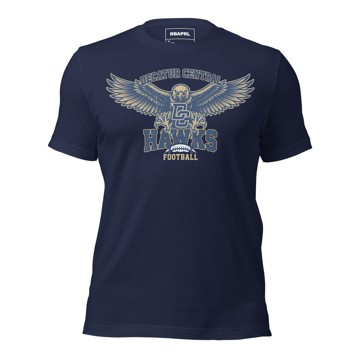 Decatur Central Hawks Football T-Shirt in Navy – Indiana Spirit Wear by Hometown Gameday Co.