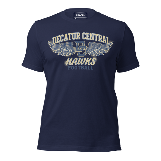 Decatur Central Hawks Football T-Shirt in Navy – Indiana Spirit Wear by Hometown Gameday Co.