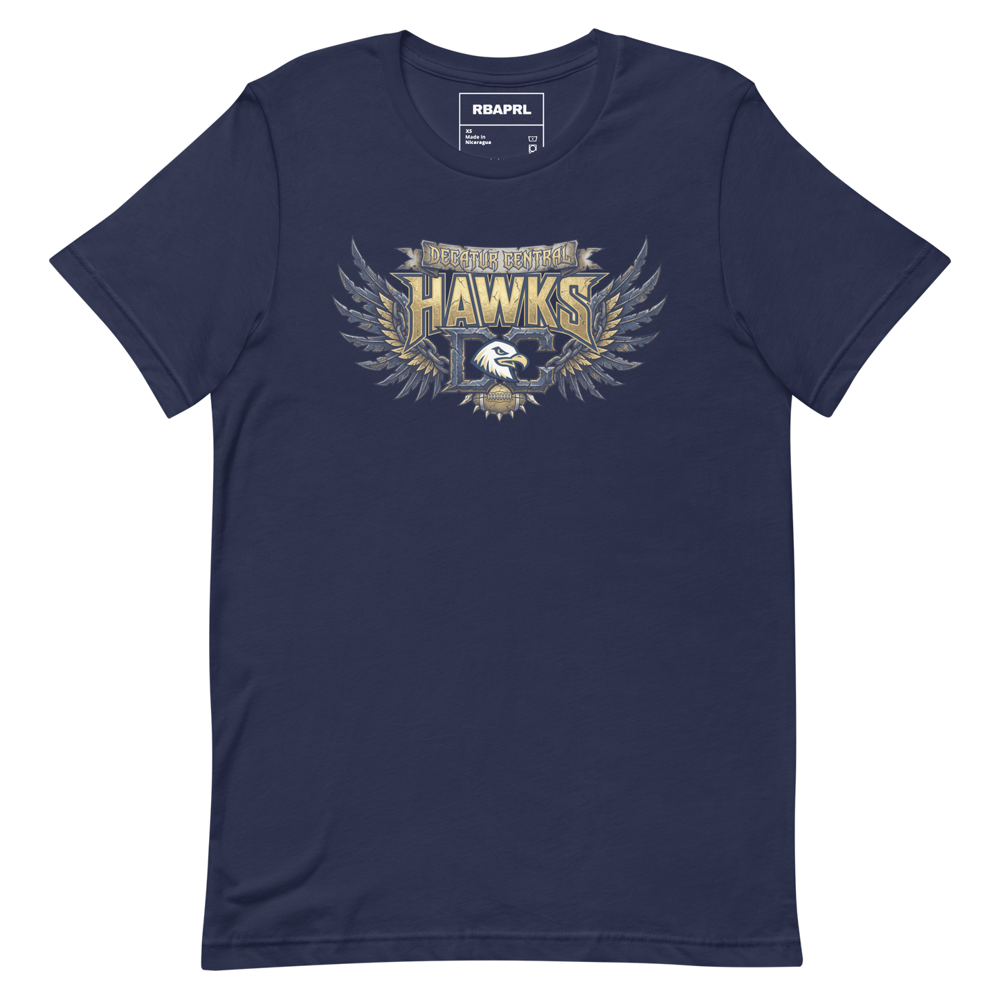 Decatur Central Hawks Football T-Shirt in Navy – Indiana Spirit Wear by Hometown Gameday Co.