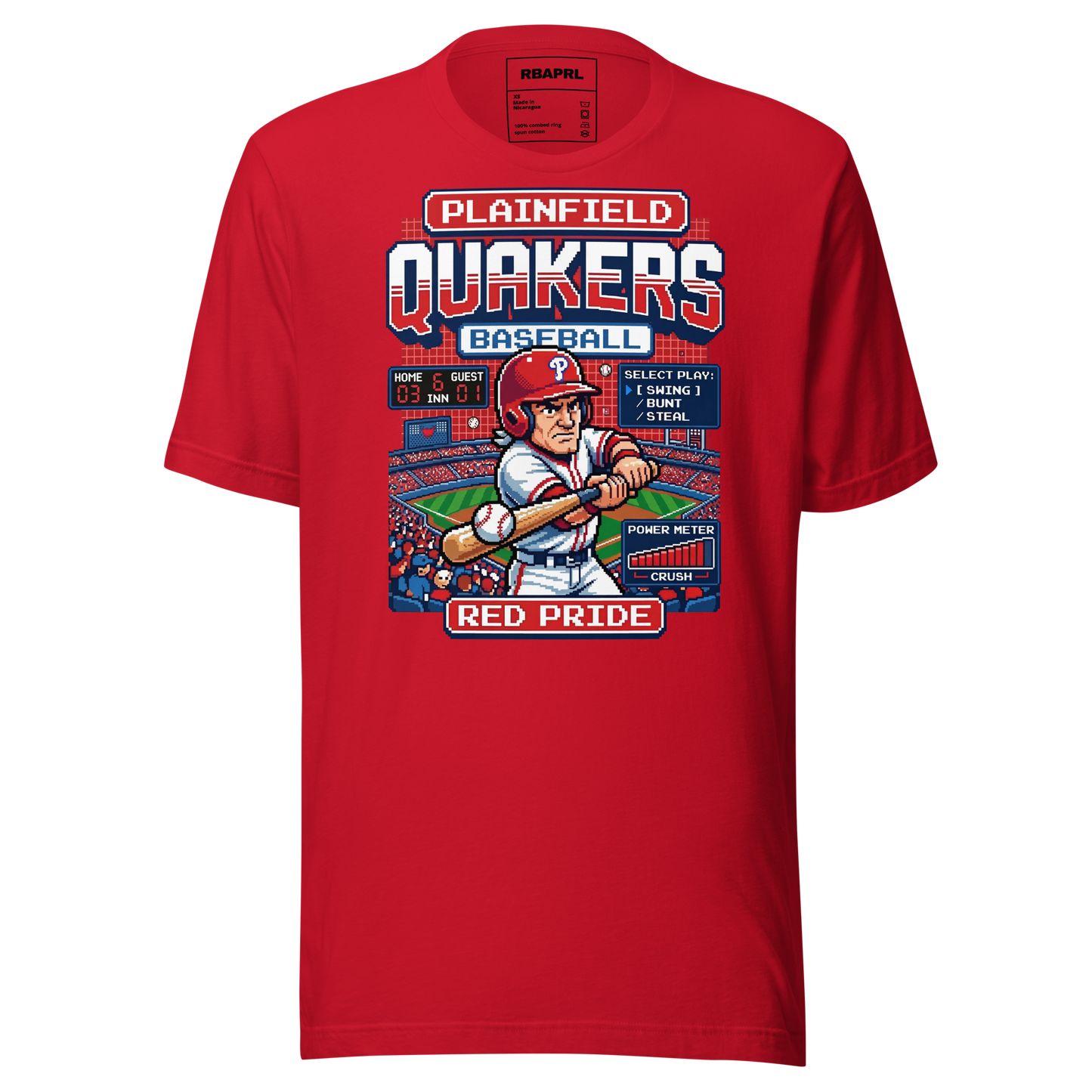 Plainfield Quakers Baseball T-Shirt in Red – Indiana Spirit Wear by Hometown Gameday Co.