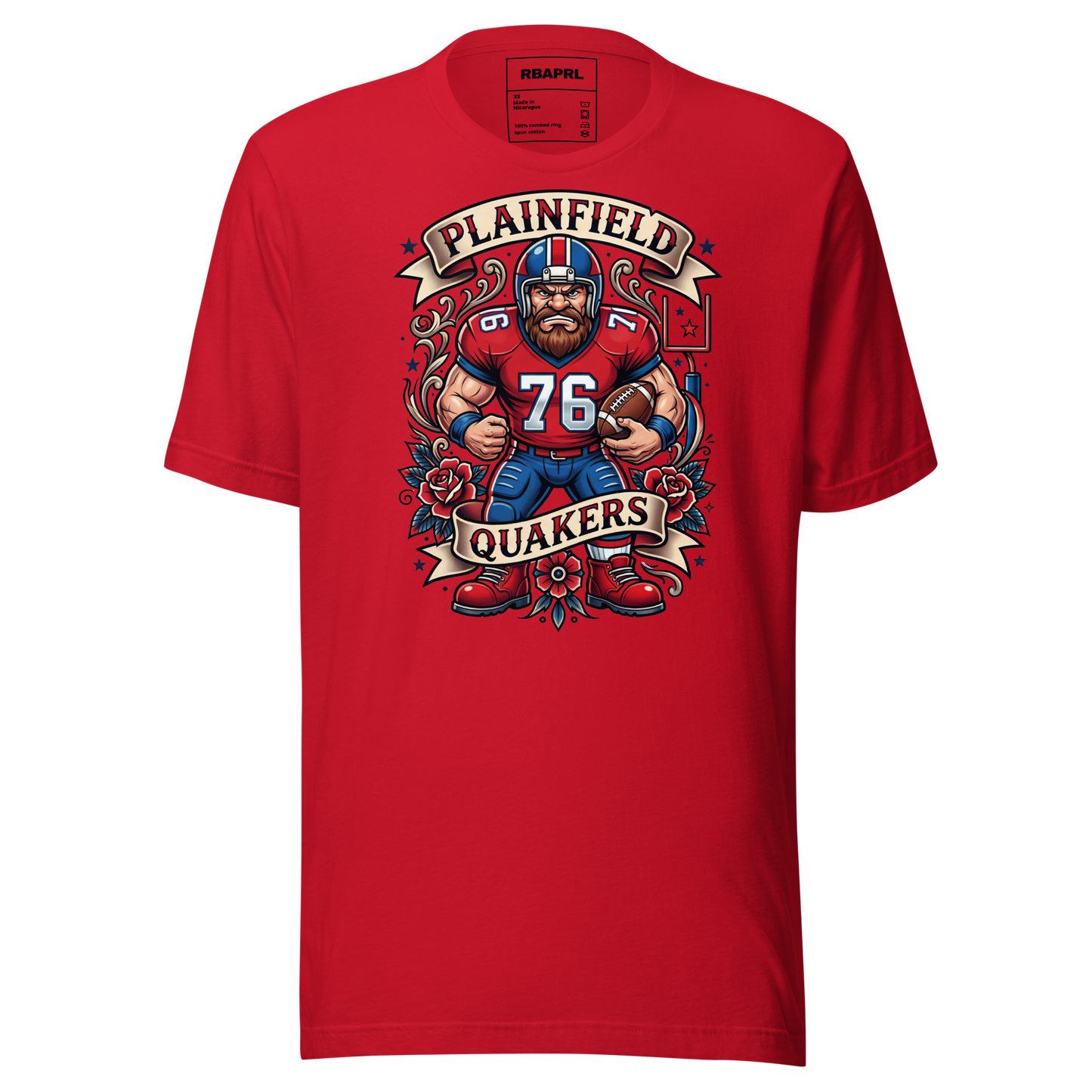 Plainfield Quakers Football T-Shirt in Red – Indiana Spirit Wear by Hometown Gameday Co.