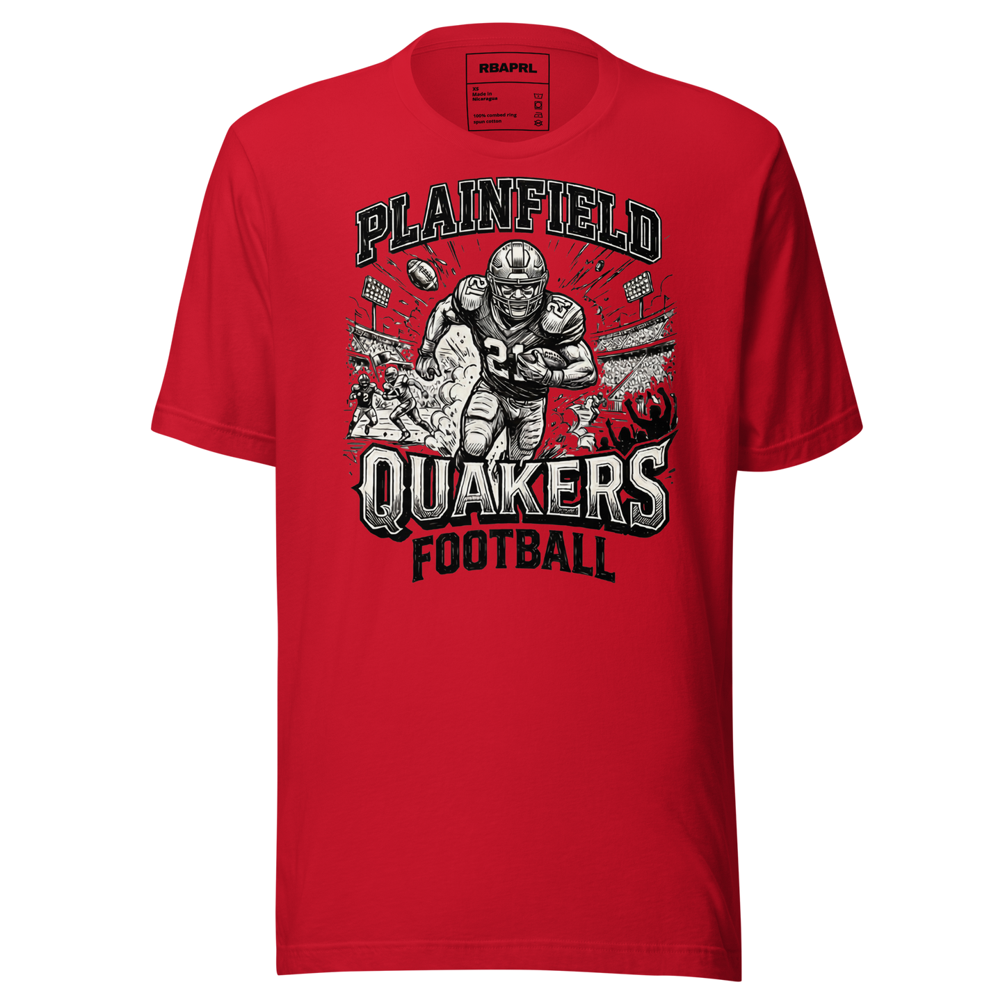 Plainfield Quakers Football T-Shirt in Red – Indiana Spirit Wear by Hometown Gameday Co.