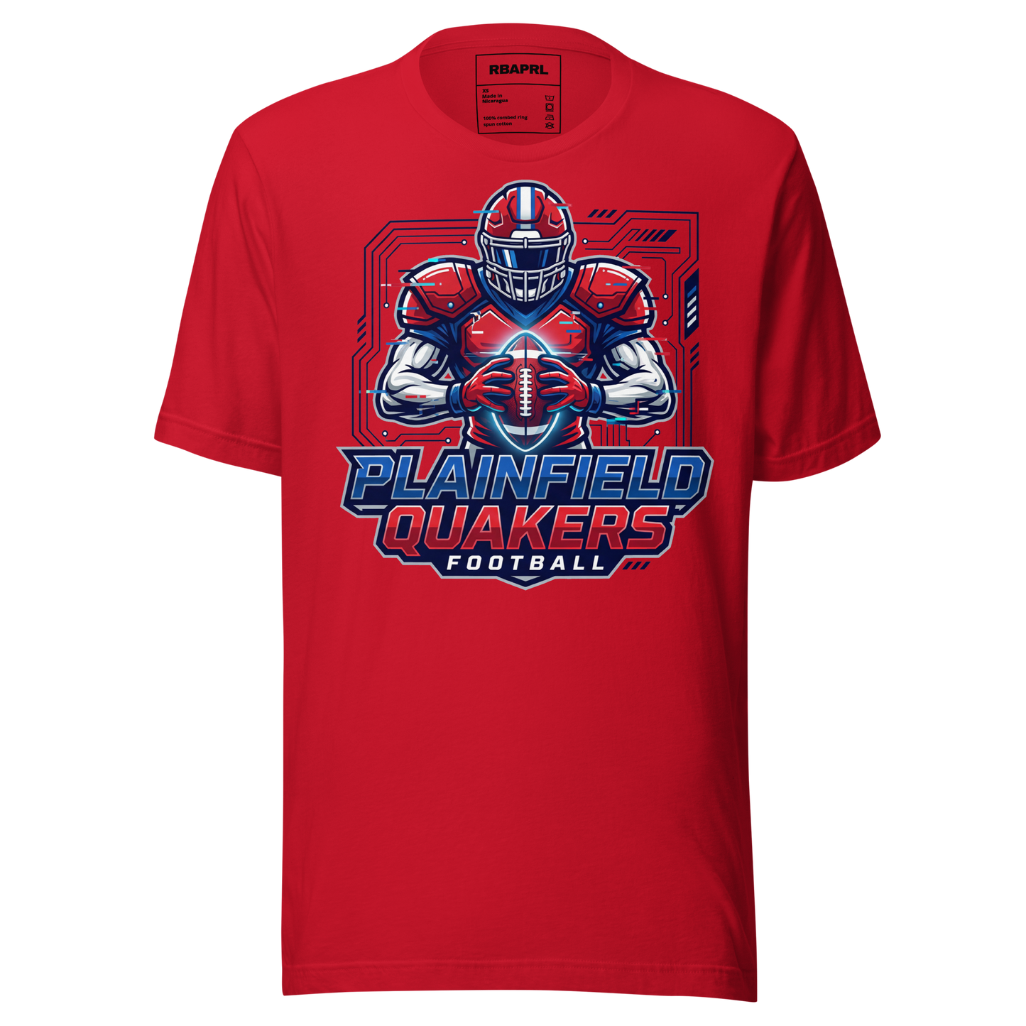 Plainfield Quakers Football T-Shirt in Red – Indiana Spirit Wear by Hometown Gameday Co.