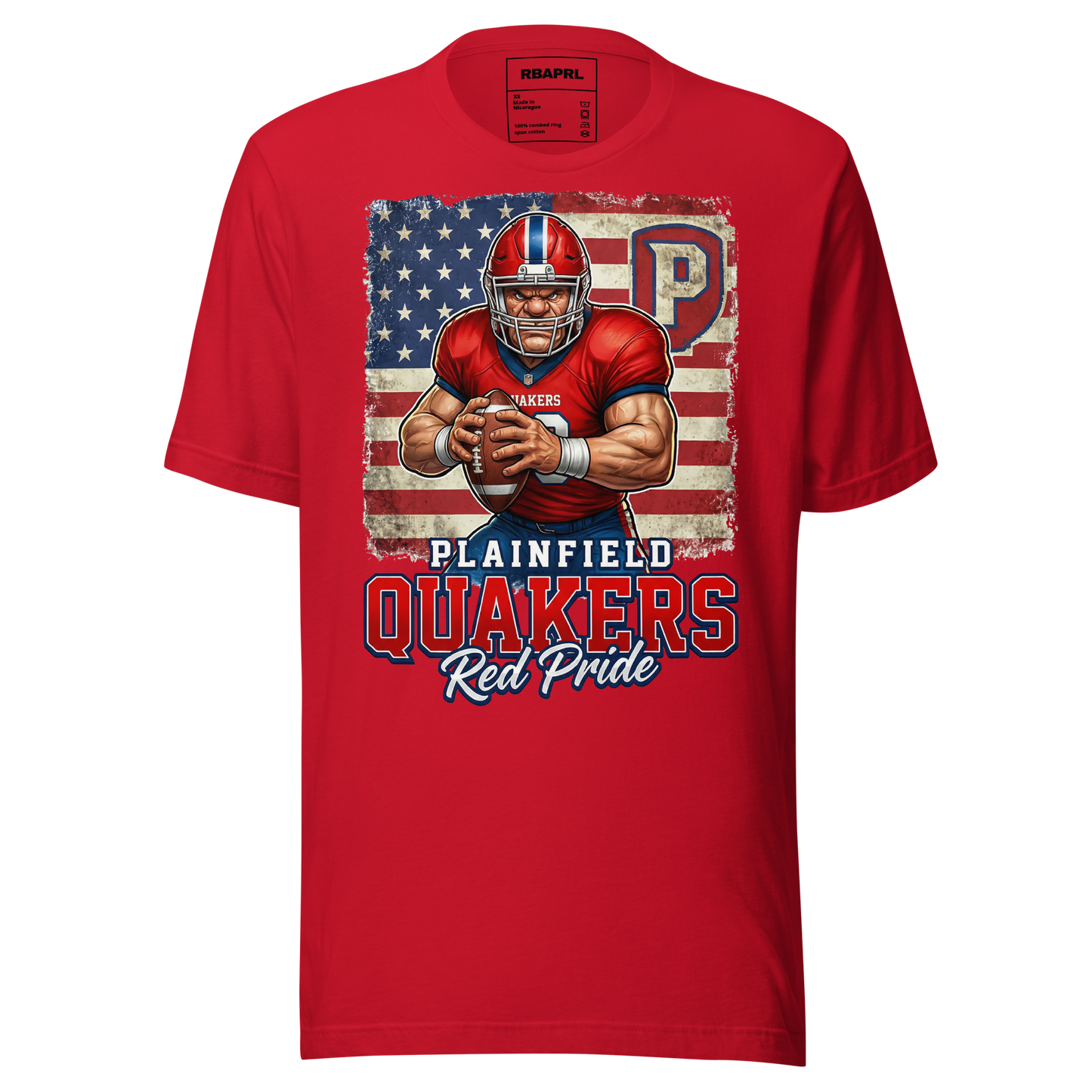 Plainfield Quakers Football T-Shirt in Red – Indiana Spirit Wear by Hometown Gameday Co.