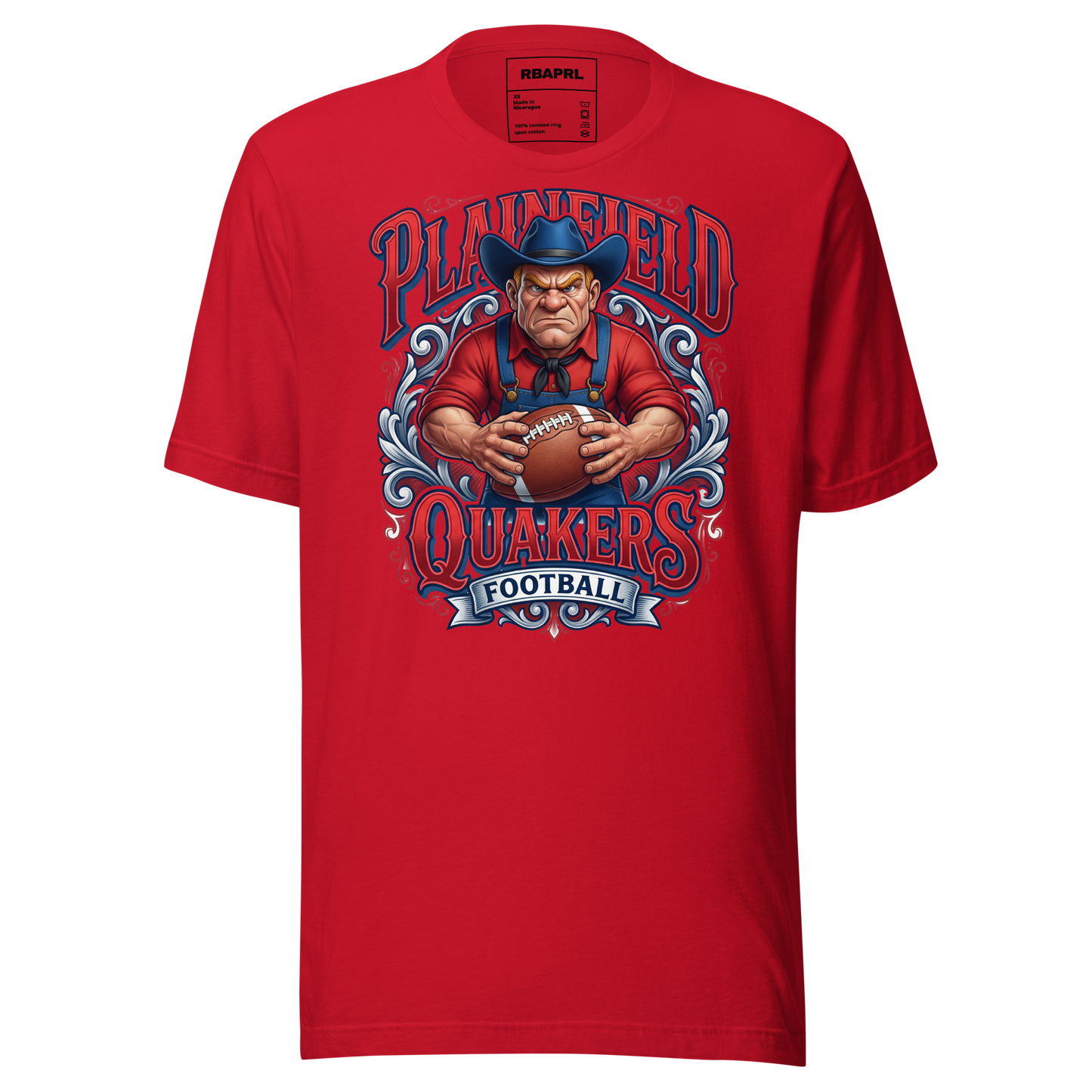 Plainfield Quakers Football T-Shirt in Red – Indiana Spirit Wear by Hometown Gameday Co.