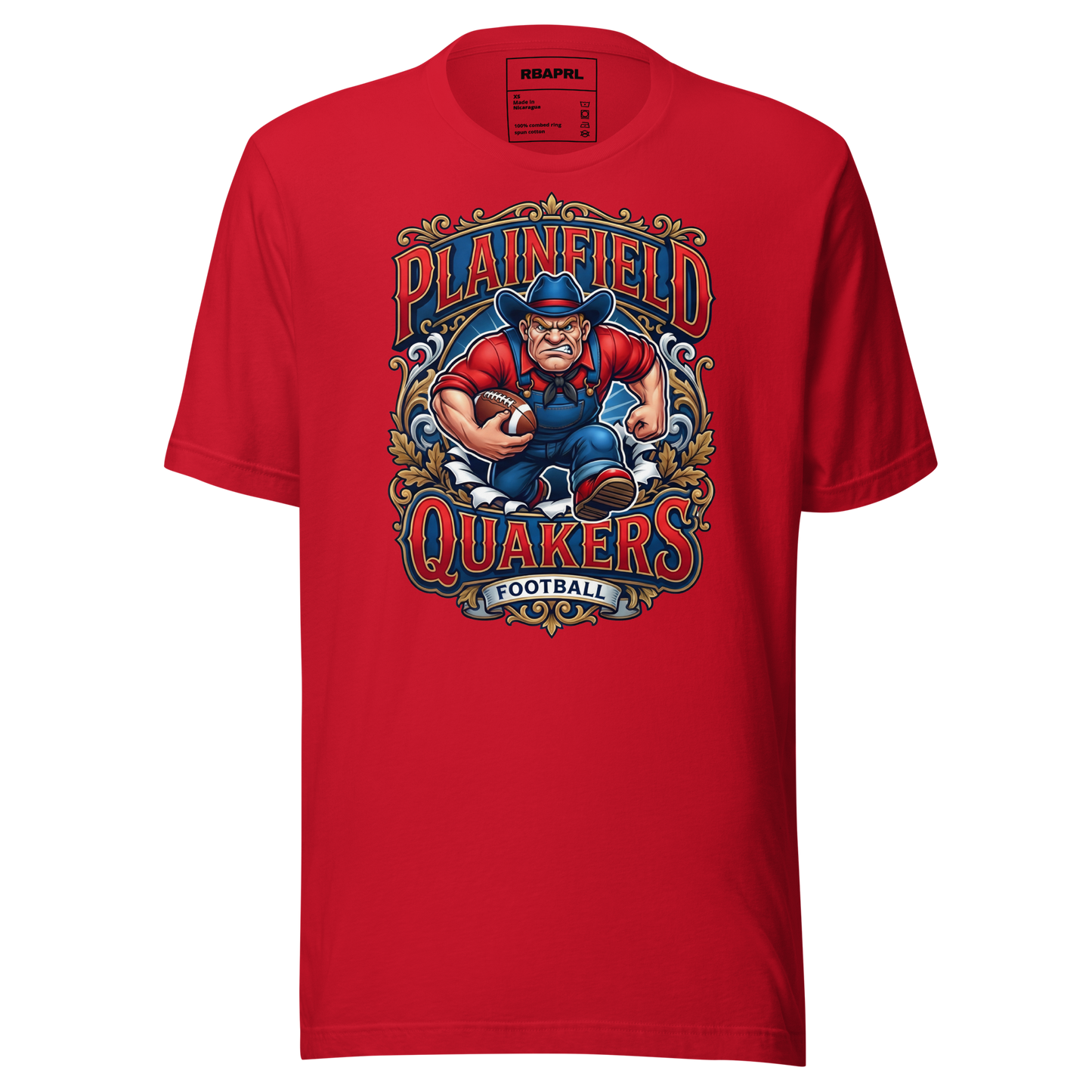 Plainfield Quakers Football T-Shirt in Red – Indiana Spirit Wear by Hometown Gameday Co.