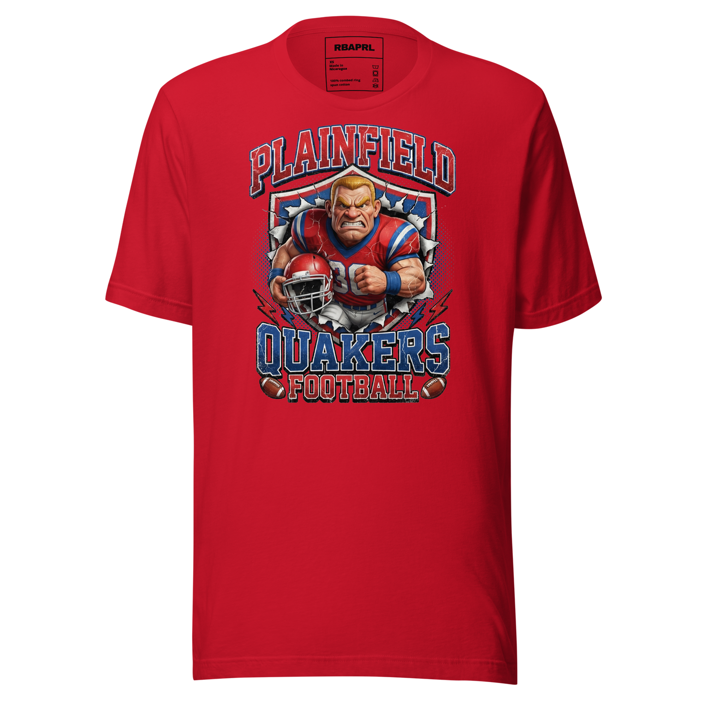 Plainfield Quakers Football T-Shirt in Red – Indiana Spirit Wear by Hometown Gameday Co.