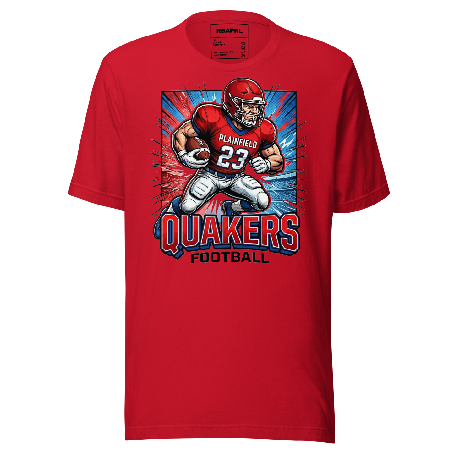 Plainfield Quakers Football T-Shirt in Red – Indiana Spirit Wear by Hometown Gameday Co.