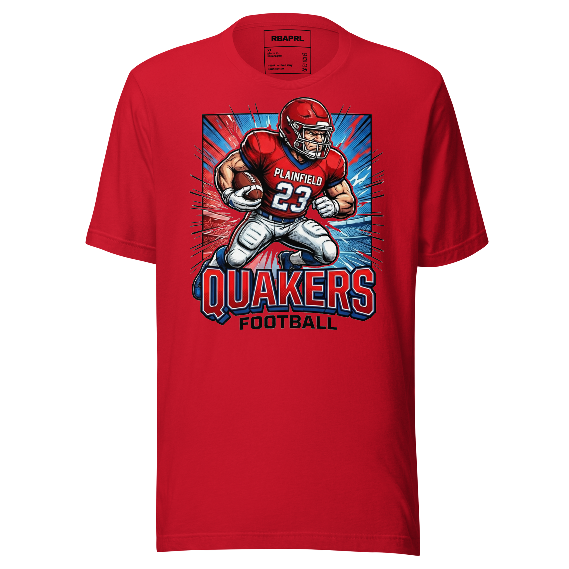 Plainfield Quakers Football T-Shirt in Red – Indiana Spirit Wear by Hometown Gameday Co.