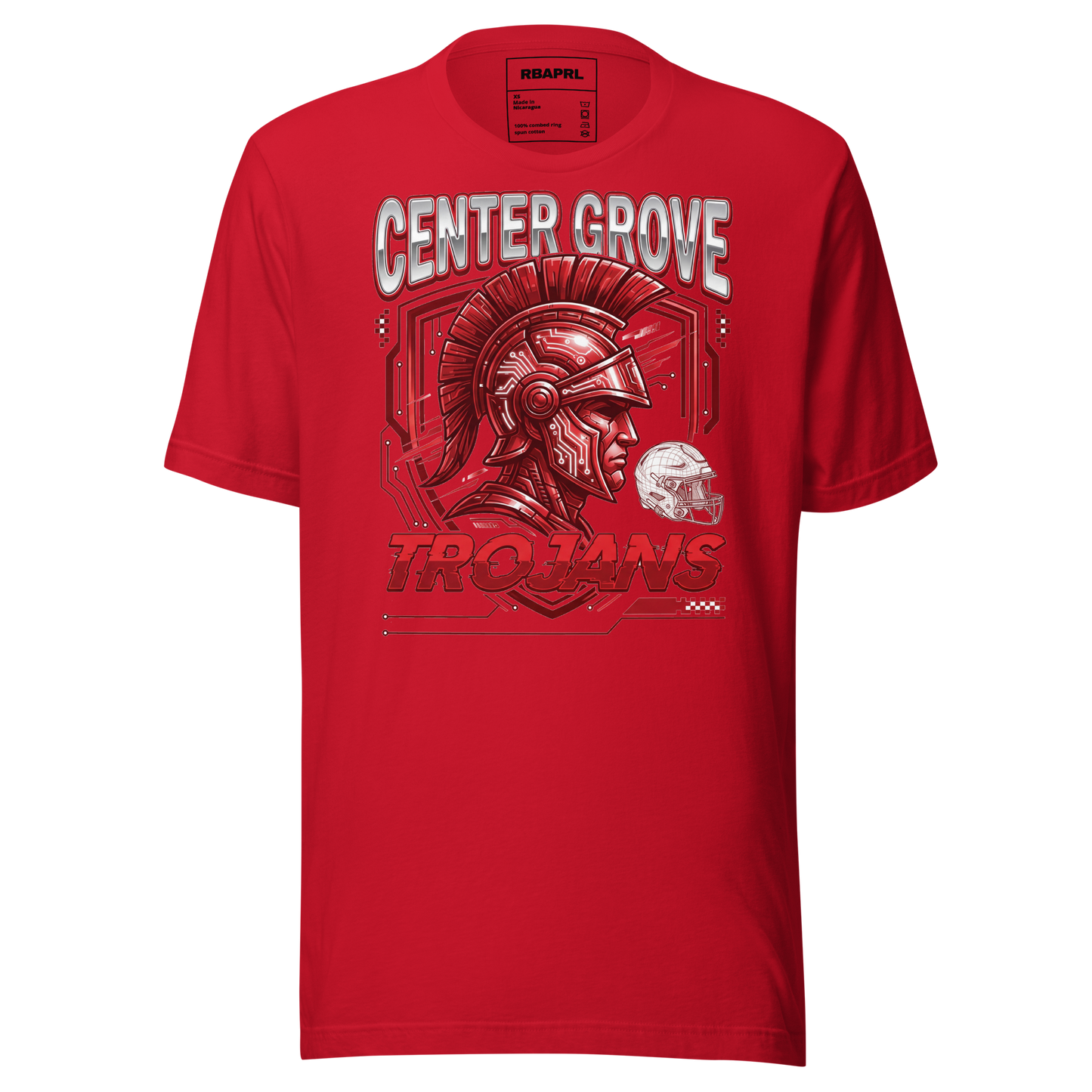 Center Grove Trojans Football T-Shirt in Red – Indiana Spirit Wear by Hometown Gameday Co.