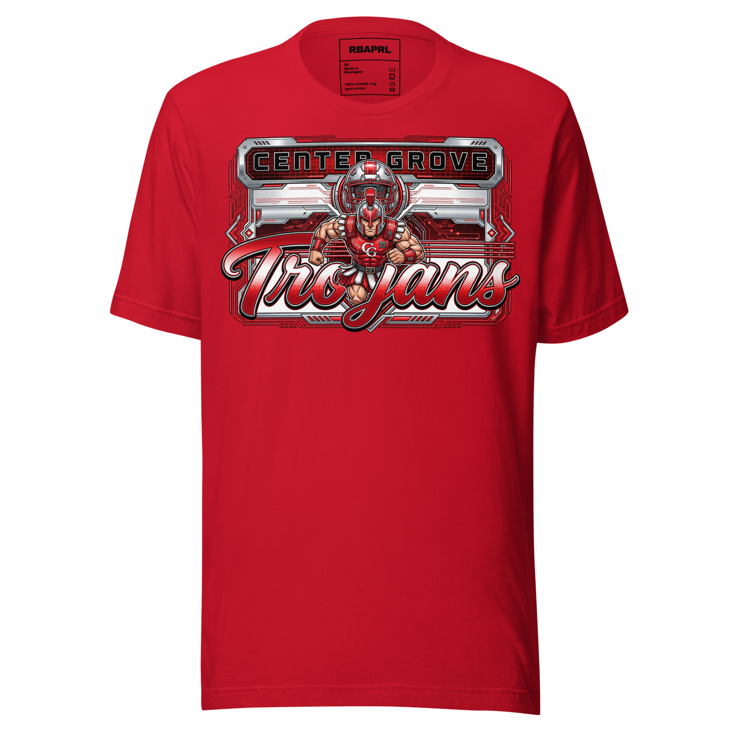 Center Grove Trojans Football T-Shirt in Red – Indiana Spirit Wear by Hometown Gameday Co.