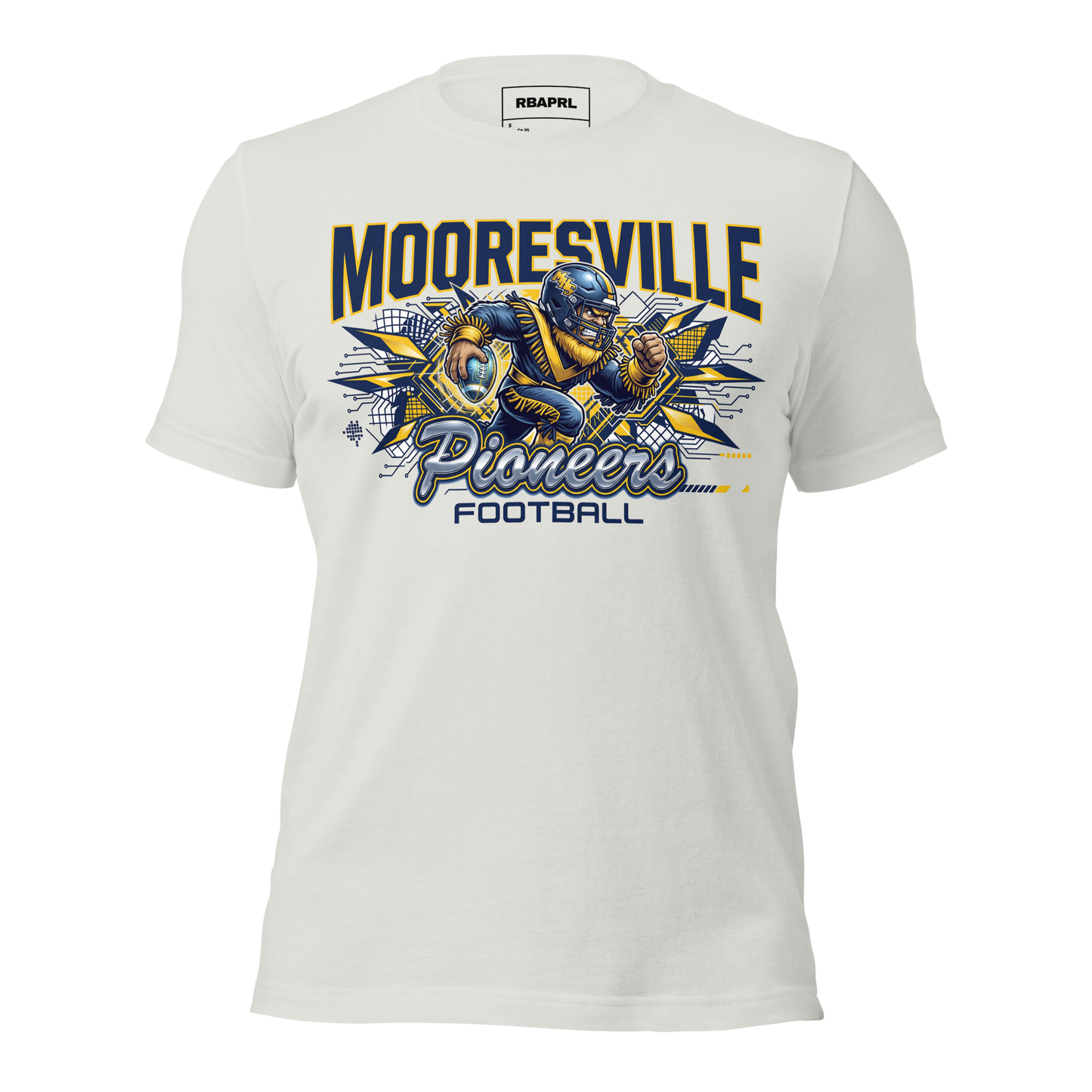 Mooresville Pioneers Football T-Shirt in Silver – Indiana Spirit Wear by Hometown Gameday Co.