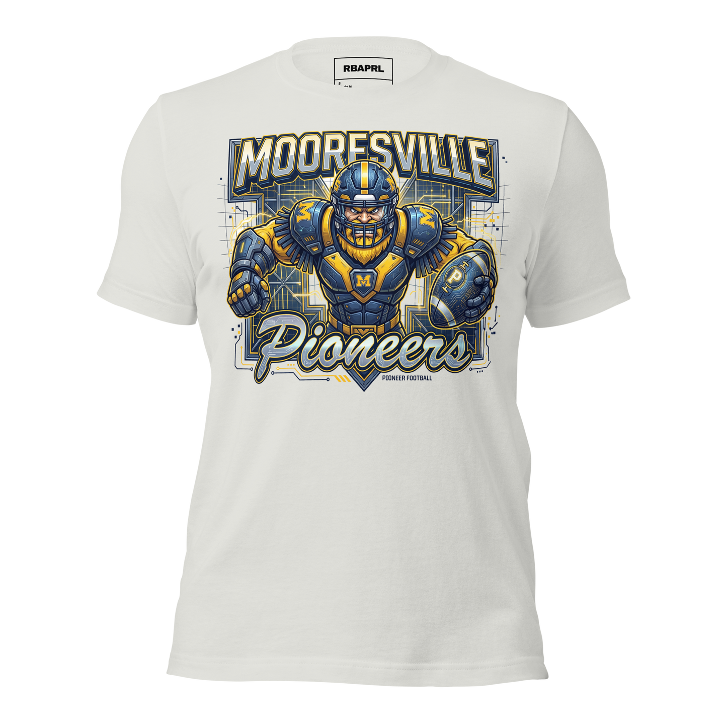 Mooresville Pioneers Football T-Shirt in Silver – Indiana Spirit Wear by Hometown Gameday Co.
