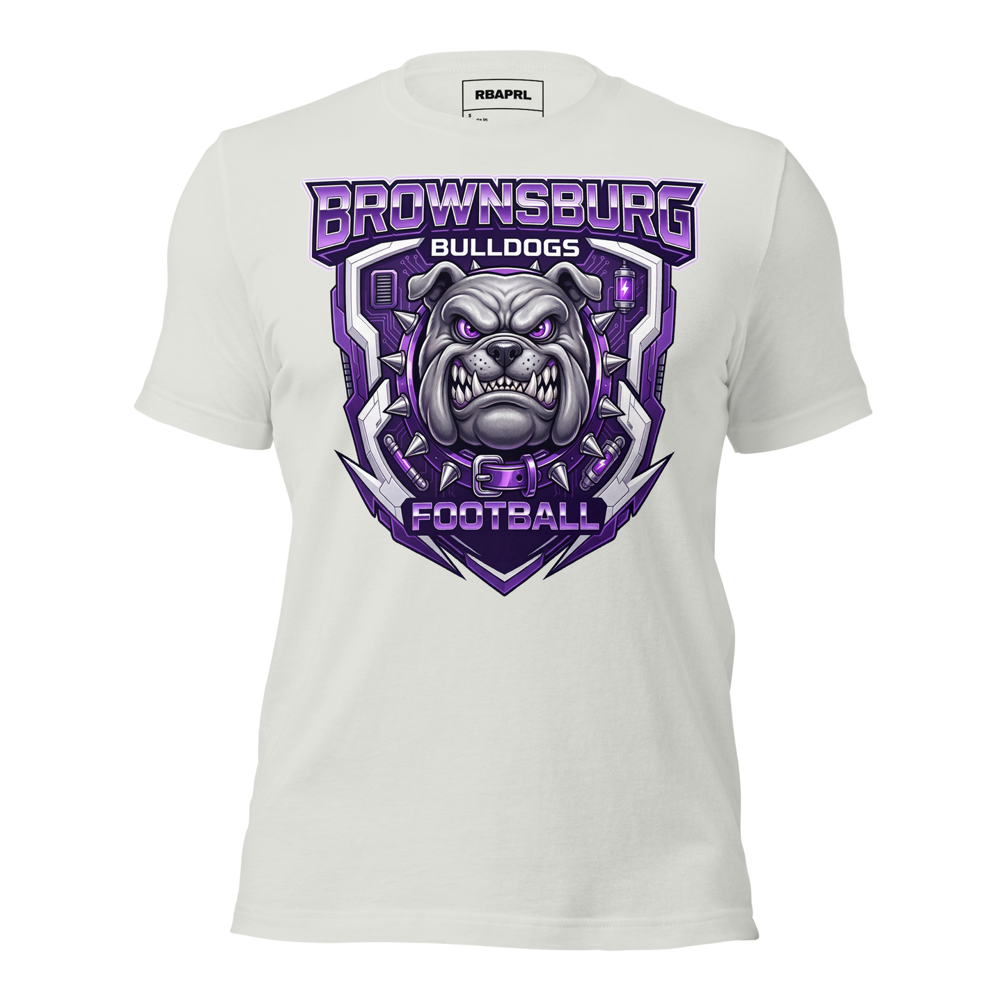 Brownsburg Bulldogs Football T-Shirt in Silver – Indiana Spirit Wear by Hometown Gameday Co.