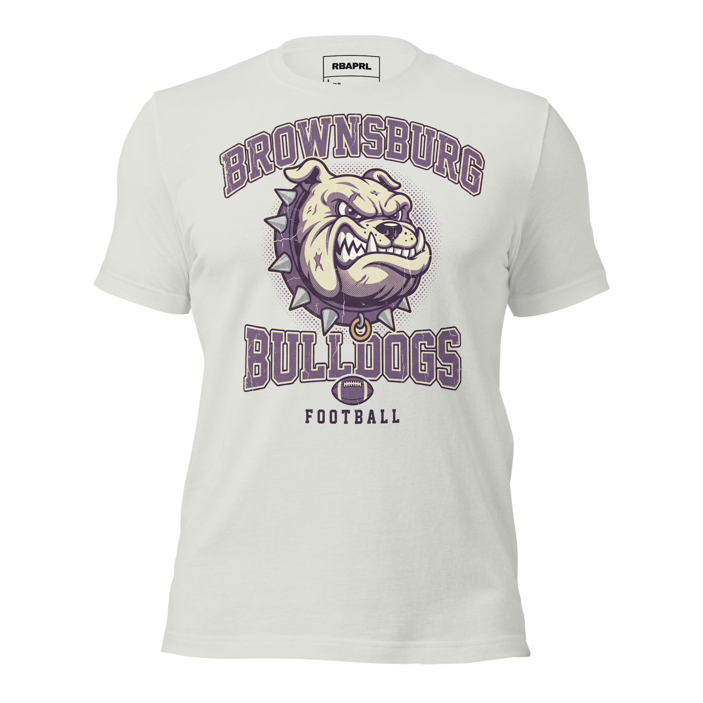 Brownsburg Bulldogs Football T-Shirt in Silver – Indiana Spirit Wear by Hometown Gameday Co.