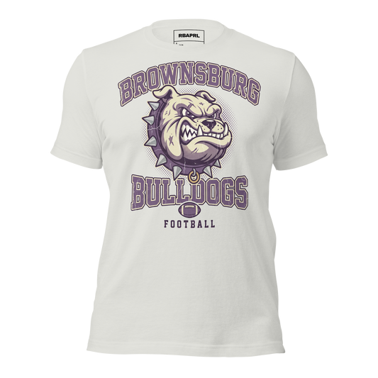 Brownsburg Bulldogs Football T-Shirt in Silver – Indiana Spirit Wear by Hometown Gameday Co.