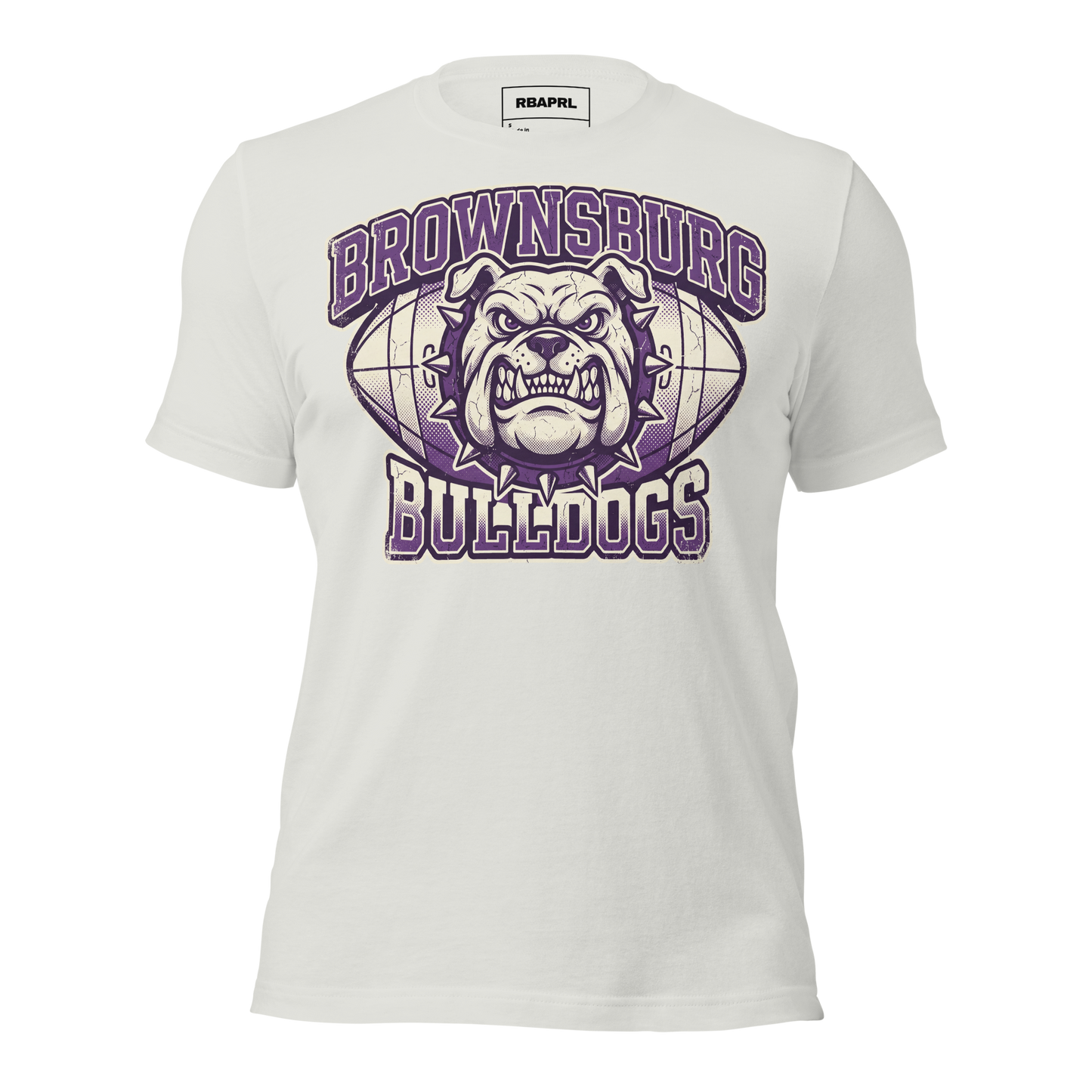 Brownsburg Bulldogs Football T-Shirt in Silver – Indiana Spirit Wear by Hometown Gameday Co.