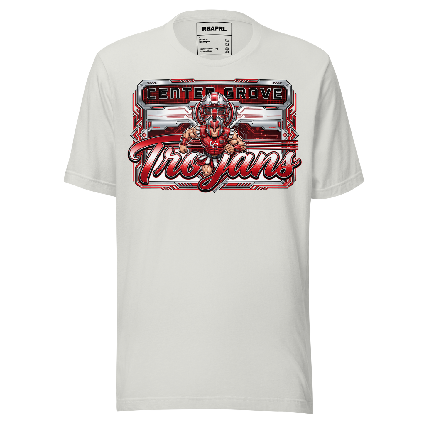 Center Grove Trojans Football T-Shirt in Silver – Indiana Spirit Wear by Hometown Gameday Co.