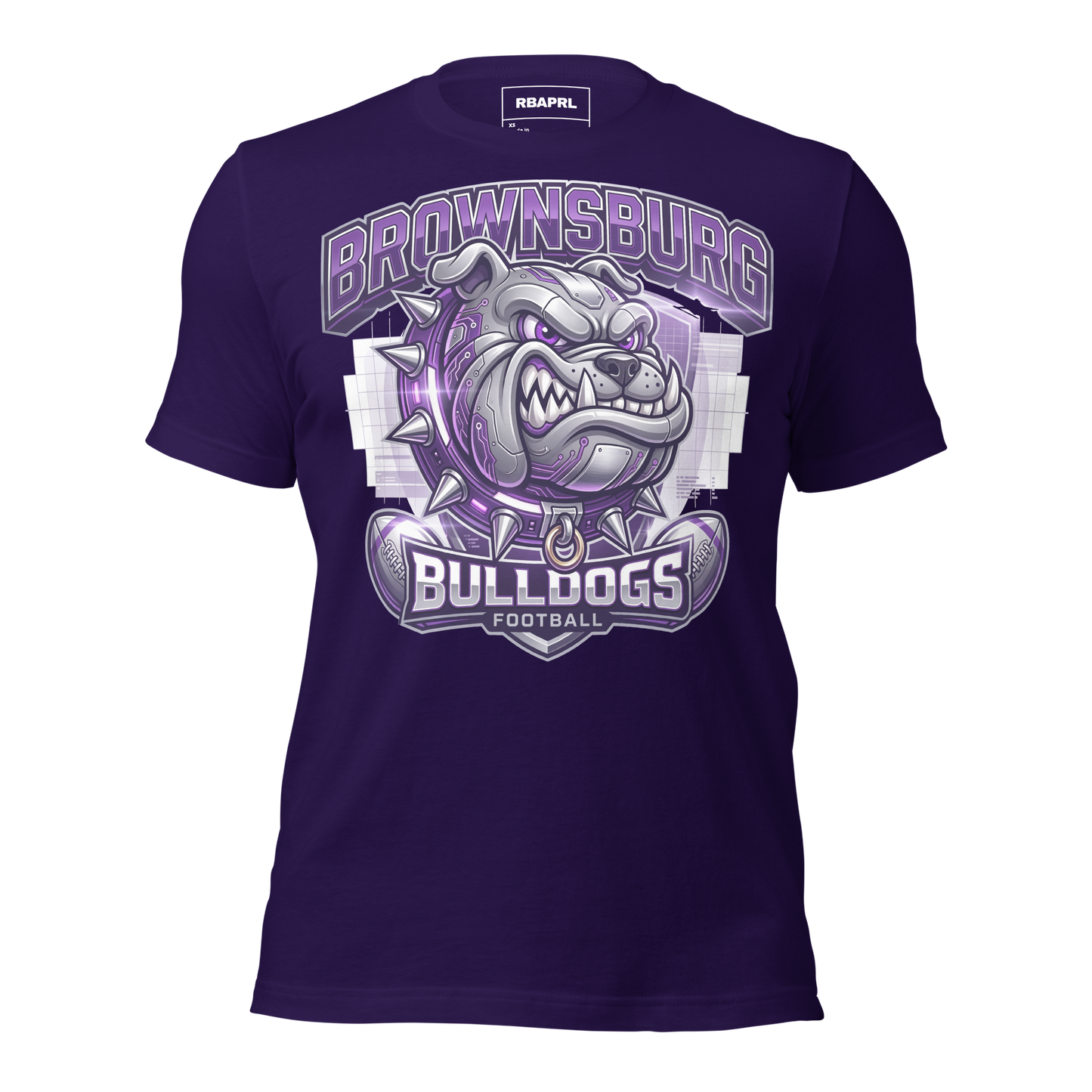 Brownsburg Bulldogs Football T-Shirt in Team Purple – Indiana Spirit Wear by Hometown Gameday Co.