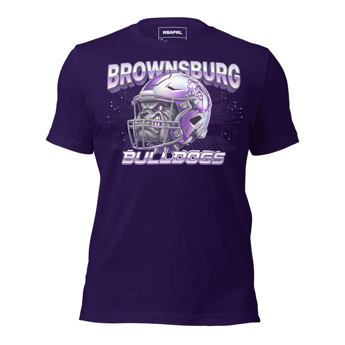 Brownsburg Bulldogs Football T-Shirt in Team Purple – Indiana Spirit Wear by Hometown Gameday Co.