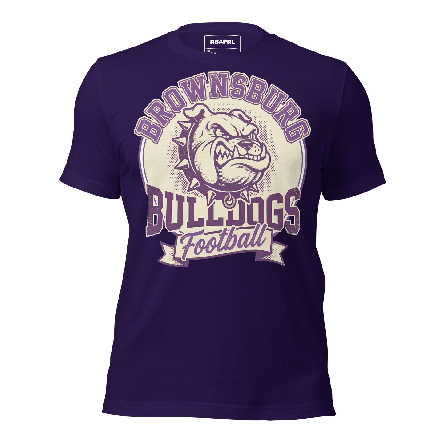 Brownsburg Bulldogs Football T-Shirt in Team Purple – Indiana Spirit Wear by Hometown Gameday Co.