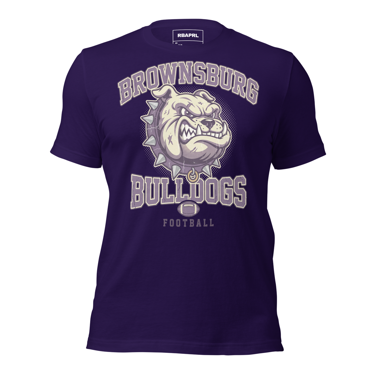 Brownsburg Bulldogs Football T-Shirt in Team Purple – Indiana Spirit Wear by Hometown Gameday Co.