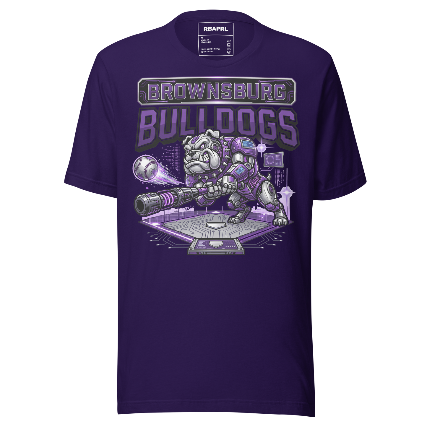 Brownsburg Bulldogs Baseball T-Shirt in Team Purple – Indiana Spirit Wear by Hometown Gameday Co.