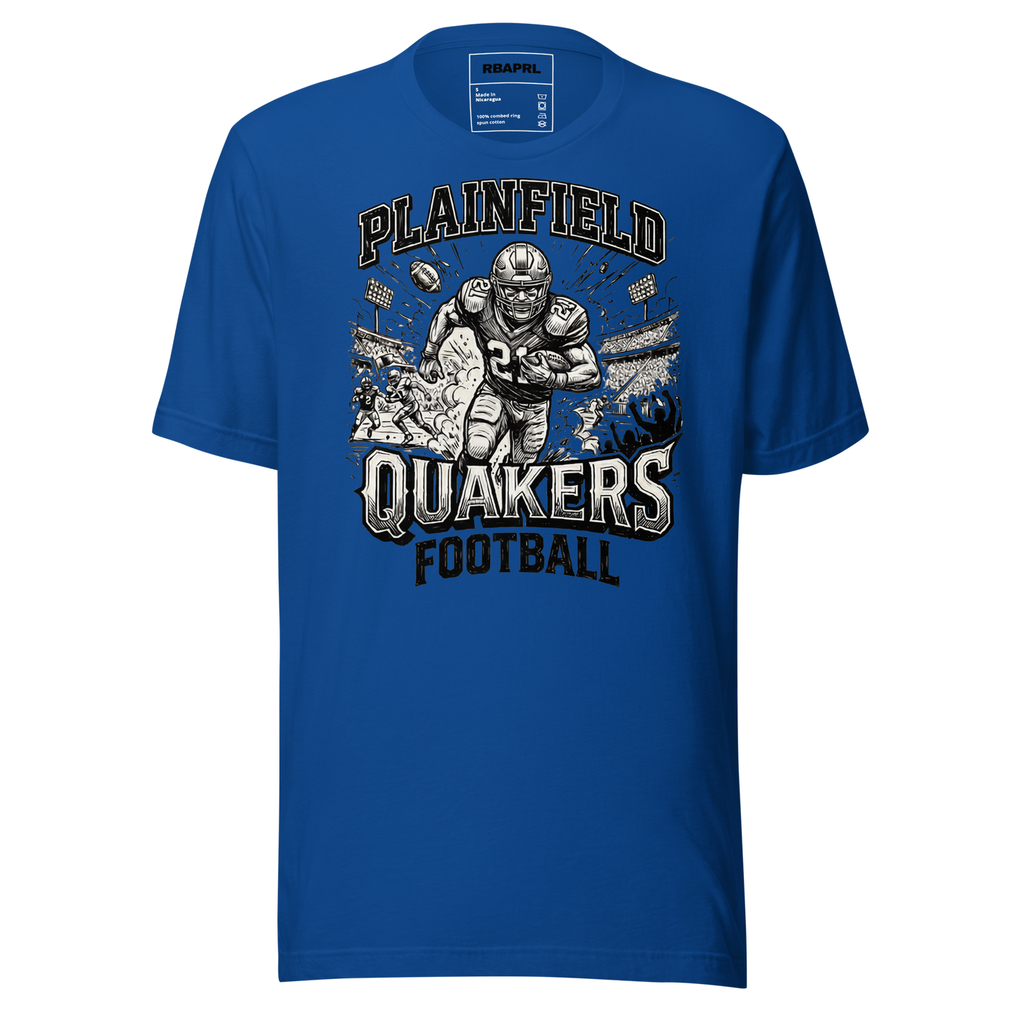 Plainfield Quakers Football T-Shirt in True Royal – Indiana Spirit Wear by Hometown Gameday Co.