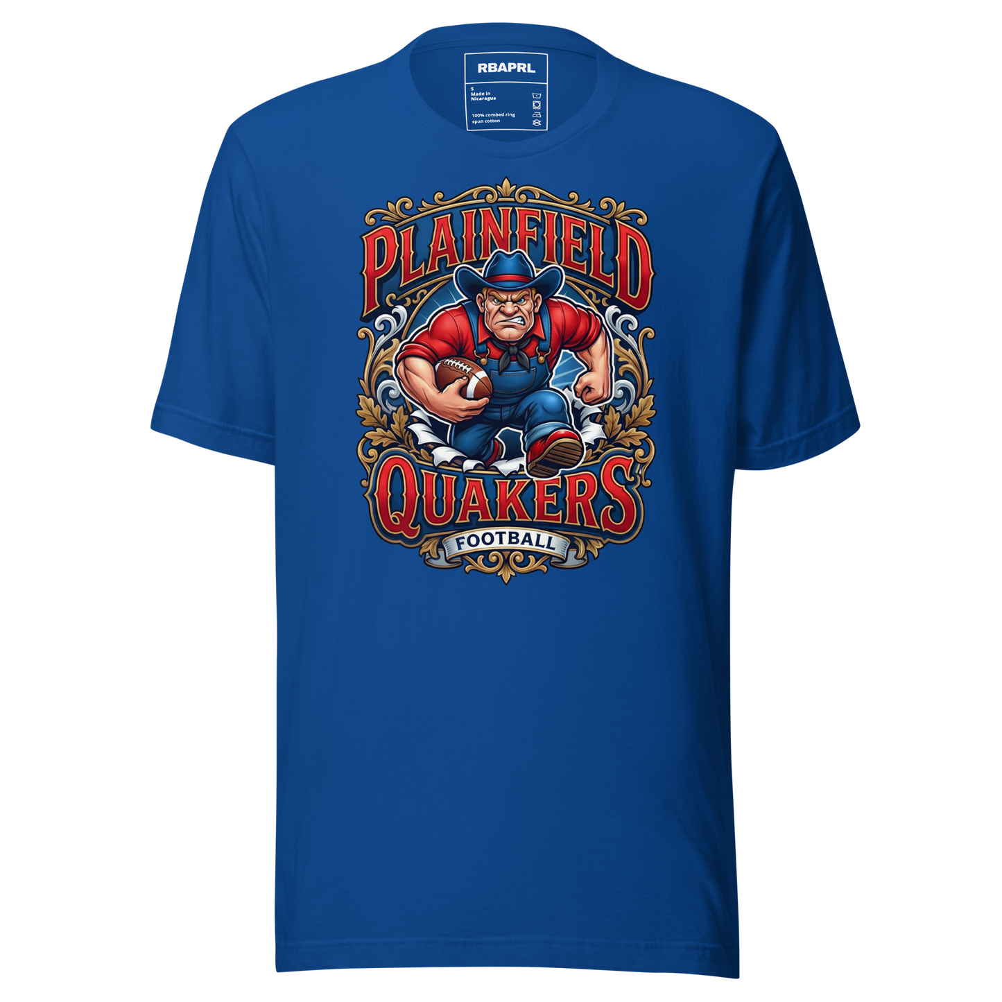 Plainfield Quakers Football T-Shirt in True Royal – Indiana Spirit Wear by Hometown Gameday Co.