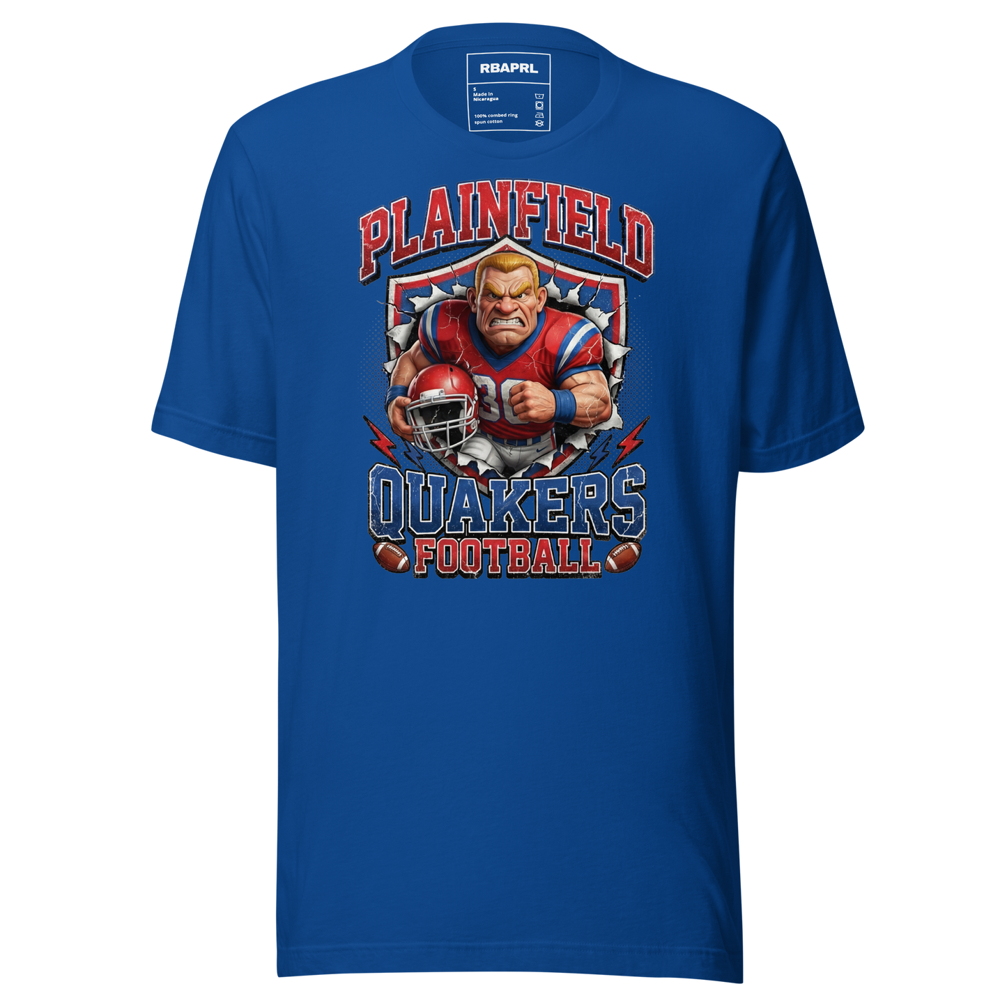 Plainfield Quakers Football T-Shirt in True Royal – Indiana Spirit Wear by Hometown Gameday Co.