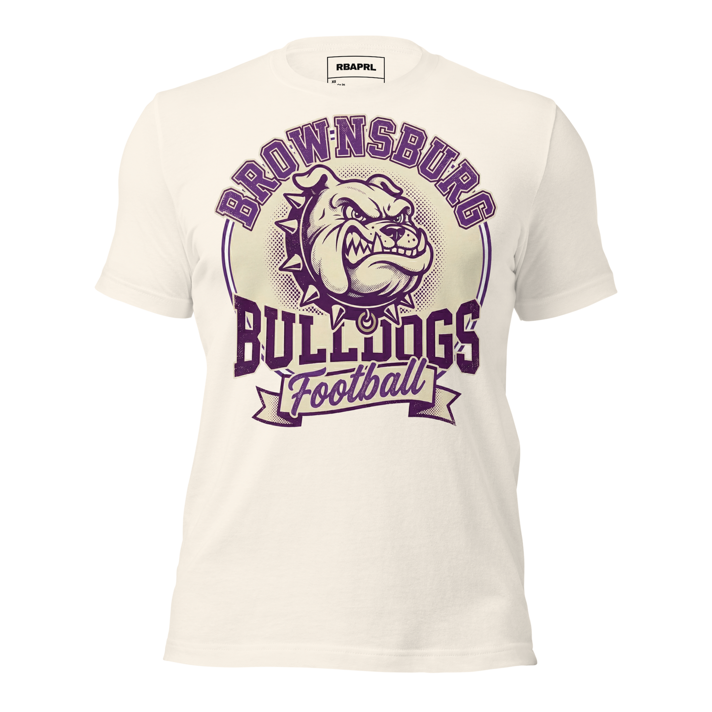 Brownsburg Bulldogs Football T-Shirt in Vintage White – Indiana Spirit Wear by Hometown Gameday Co.